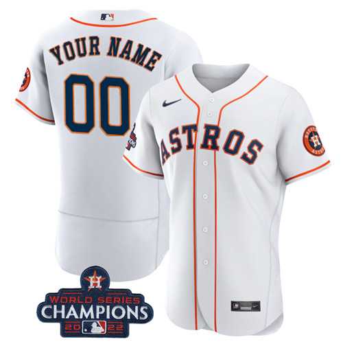 Men%27s Houston Astros Active Player Custom White 2022 World Series Flex Base Stitched Baseball Jersey->customized mlb jersey->Custom Jersey